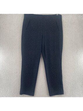 Chicos Pants Womens 2.5 US 14 Juliet Black So Slimming Leopard Faux Leather Trim